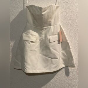 oddmuse Elegant White Strapless Dress